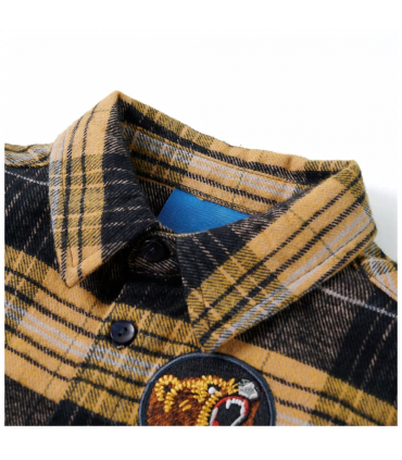 Kids' Plaid Shirt Yellow and Black 116