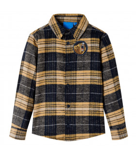 Kids' Plaid Shirt Yellow and Black 92