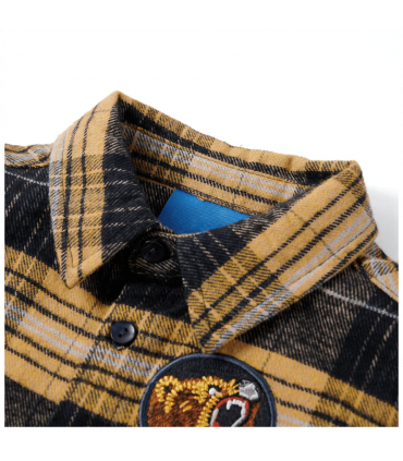 Kids' Plaid Shirt Yellow and Black 92