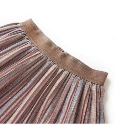 Kids' Pleated Skirt with Glitters Brown and Pink 128