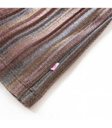 Kids' Pleated Skirt with Glitters Brown and Pink 140