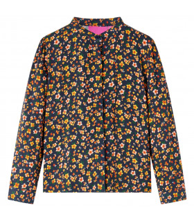 Kids' Shirt with Band Collar Navy 140