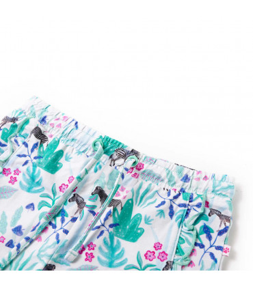 Kids' Shorts with Drawstring Ecru and Dark Mint 104