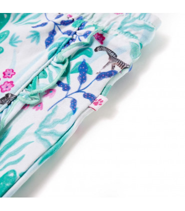 Kids' Shorts with Drawstring Ecru and Dark Mint 116