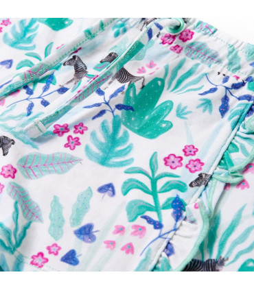 Kids' Shorts with Drawstring Ecru and Dark Mint 116