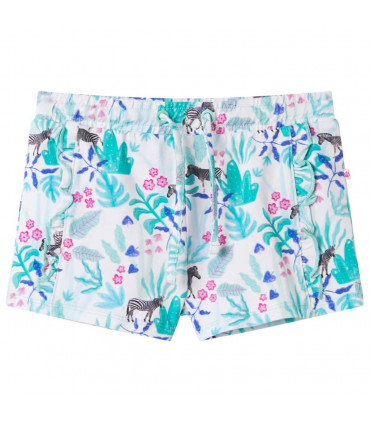 Kids' Shorts with Drawstring Ecru and Dark Mint 128