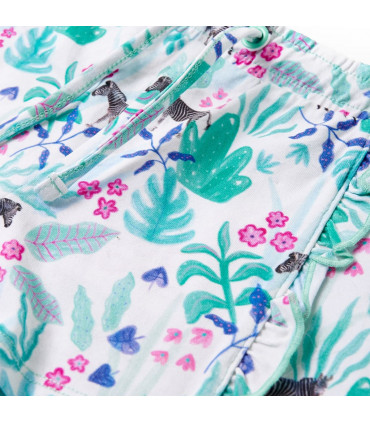 Kids' Shorts with Drawstring Ecru and Dark Mint 128