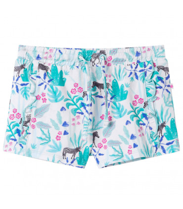 Kids' Shorts with Drawstring Ecru and Dark Mint 92
