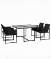 Outsunny 4 Seater Outdoor Table and Chairs with Adjustable Backrest for Garden