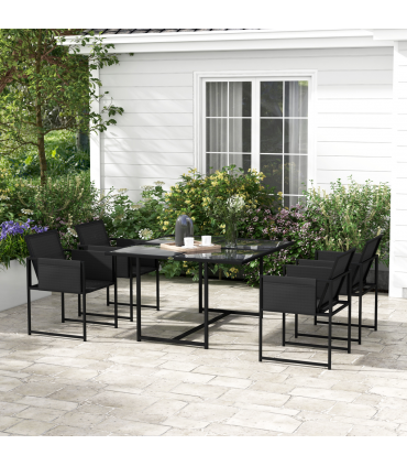 Outsunny 4 Seater Outdoor Table and Chairs with Adjustable Backrest for Garden