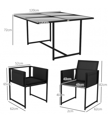 Outsunny 4 Seater Outdoor Table and Chairs with Adjustable Backrest for Garden