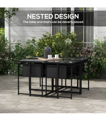 Outsunny 4 Seater Outdoor Table and Chairs with Adjustable Backrest for Garden