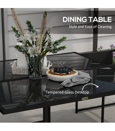 Outsunny 4 Seater Outdoor Table and Chairs with Adjustable Backrest for Garden