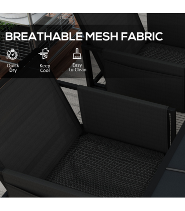 Outsunny 4 Seater Outdoor Table and Chairs with Adjustable Backrest for Garden