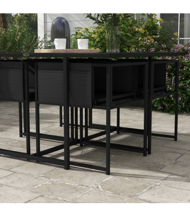 Outsunny 4 Seater Outdoor Table and Chairs with Adjustable Backrest for Garden