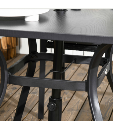 Outsunny 4 Seater Rattan Garden Dining Set Outdoor with Umbrella Hole - Black