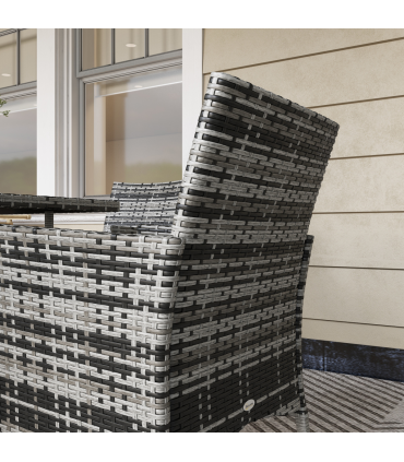 Outsunny 4 Seater Rattan Garden Furniture Set w/ Tempered Glass Tabletop - Grey