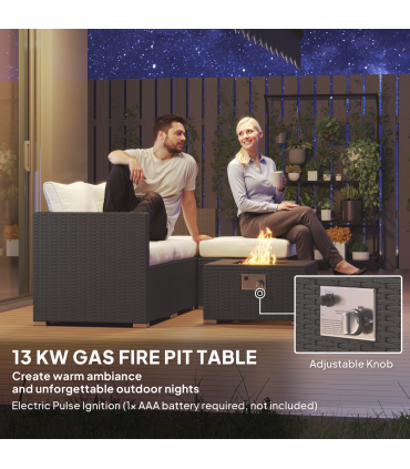 Outsunny 4 Seater Rattan Sofa Set with Footstool Thick Cushions Black Cream