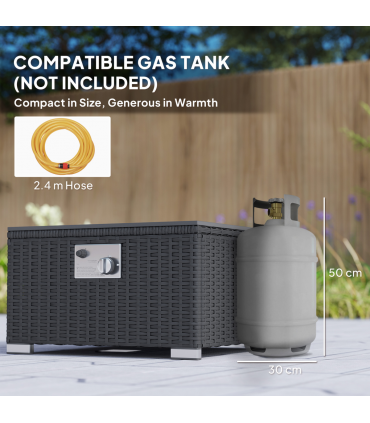 Outsunny 4 Seater Rattan Sofa Set with Footstool Thick Cushions Black Cream