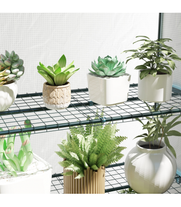 Outsunny 4 Tier Lean-to Mini Greenhouse with Reinforced PE Cover, Green