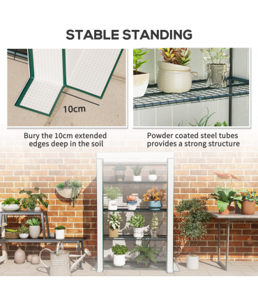 Outsunny 4 Tier Lean-to Mini Greenhouse with Reinforced PE Cover, Green