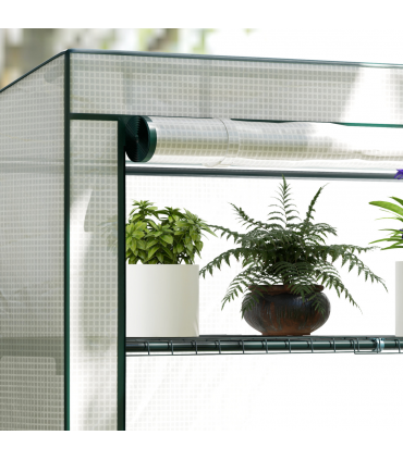 Outsunny 4 Tier Lean-to Mini Greenhouse with Reinforced PE Cover, Green