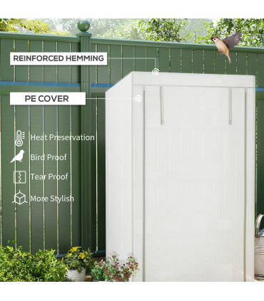 Outsunny 4 Tier Lean-to Mini Greenhouse with Reinforced PE Cover, Grey