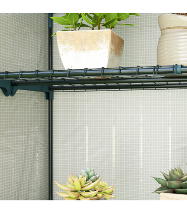 Outsunny 4 Tier Lean-to Mini Greenhouse with Reinforced PE Cover, Grey