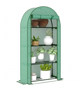 Outsunny 4 Tier Mini Greenhouse with Reinforced PE Cover, Green