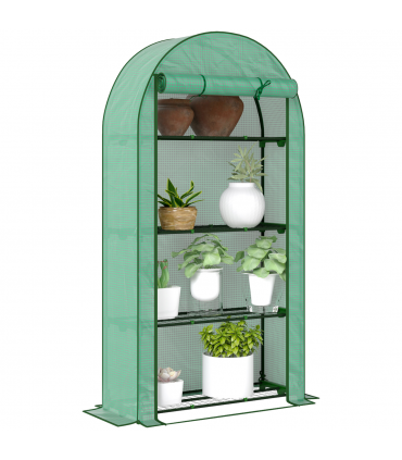 Outsunny 4 Tier Mini Greenhouse with Reinforced PE Cover, Green