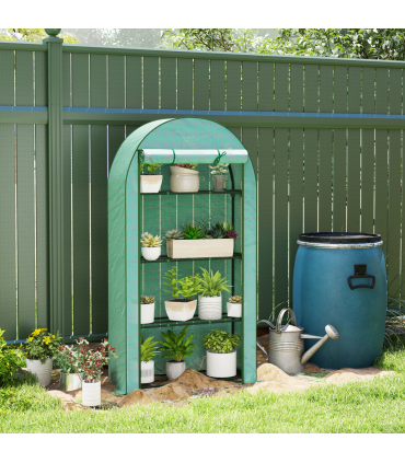 Outsunny 4 Tier Mini Greenhouse with Reinforced PE Cover, Green