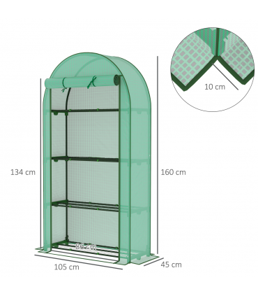 Outsunny 4 Tier Mini Greenhouse with Reinforced PE Cover, Green