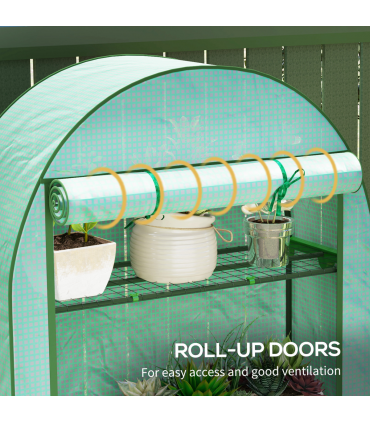 Outsunny 4 Tier Mini Greenhouse with Reinforced PE Cover, Green