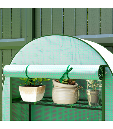 Outsunny 4 Tier Mini Greenhouse with Reinforced PE Cover, Green