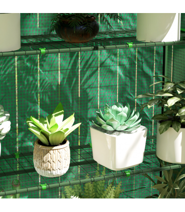 Outsunny 4 Tier Mini Greenhouse with Reinforced PE Cover, Green