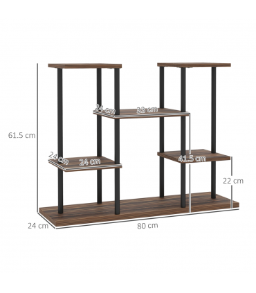Outsunny 4 Tiered Metal Flower Shelf Display Rack, Carbonised Finish