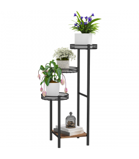 Outsunny 4 Tiered Plant Pot Stand, Metal Plant Shelf for Living Room