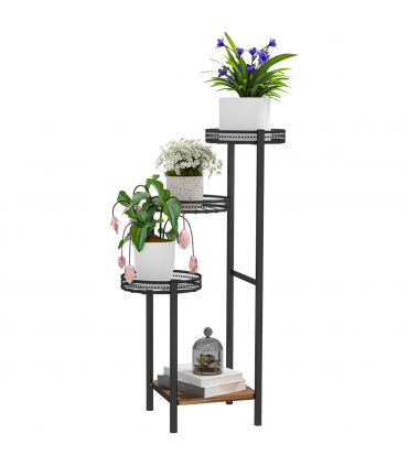 Outsunny 4 Tiered Plant Pot Stand, Metal Plant Shelf for Living Room