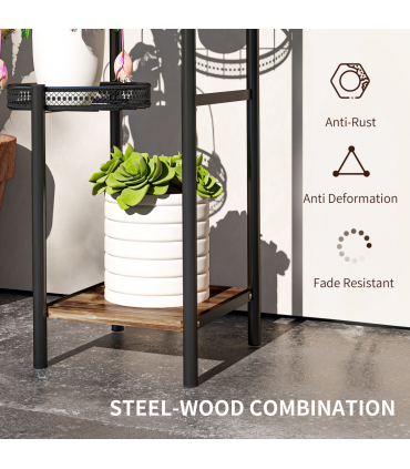 Outsunny 4 Tiered Plant Pot Stand, Metal Plant Shelf for Living Room