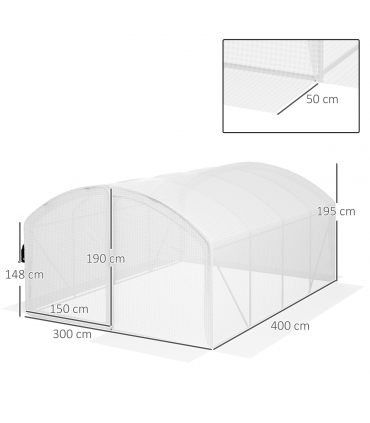 Outsunny 4 x 3 x 2m Polytunnel Greenhouse with Door, UV-resistant PE Cover