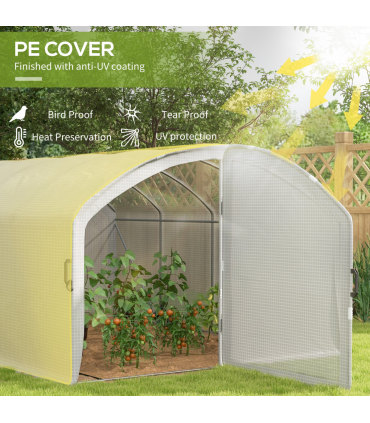 Outsunny 4 x 3 x 2m Polytunnel Greenhouse with Door, UV-resistant PE Cover