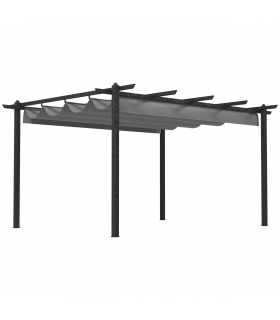 Outsunny 4 x 3(m) Aluminium Pergola Gazebo Garden Shelter w/ Retractable Roof