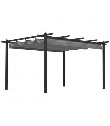 Outsunny 4 x 3(m) Aluminium Pergola Gazebo Garden Shelter w/ Retractable Roof