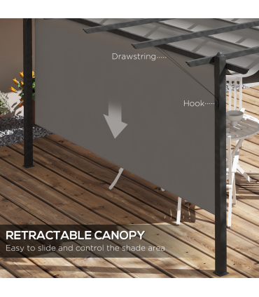 Outsunny 4 x 3(m) Aluminium Pergola Gazebo Garden Shelter w/ Retractable Roof