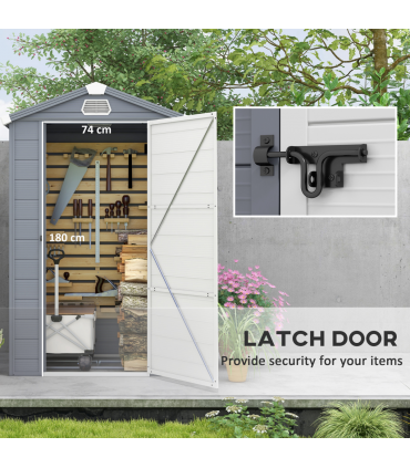 Outsunny 4 x 3ft Garden Shed Storage with Foundation Kit and Vents, Grey