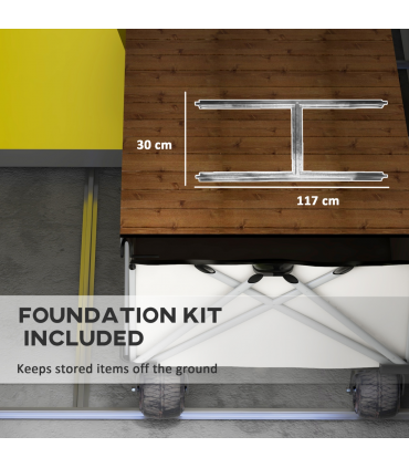 Outsunny 4 x 3ft Garden Shed Storage with Foundation Kit and Vents, Grey