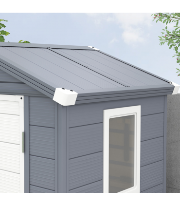 Outsunny 4 x 3ft Garden Shed Storage with Foundation Kit and Vents, Grey