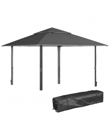 Outsunny 4 x 4m Outdoor Pop-Up Canopy Tent Gazebo Adjustable Legs Bag Dark Grey