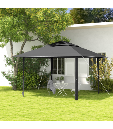 Outsunny 4 x 4m Outdoor Pop-Up Canopy Tent Gazebo Adjustable Legs Bag Dark Grey