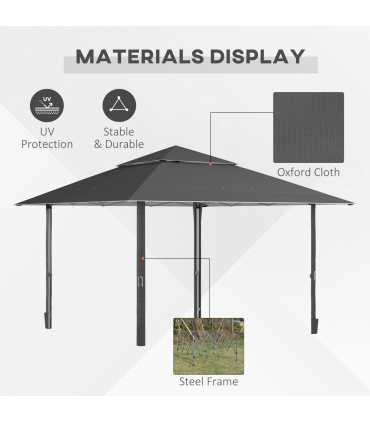 Outsunny 4 x 4m Outdoor Pop-Up Canopy Tent Gazebo Adjustable Legs Bag Dark Grey